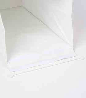 Image showing the velcro fixture on the small Laundry Hamper with Cotton Liner by Yamazaki Home in white on a white background. view 7
