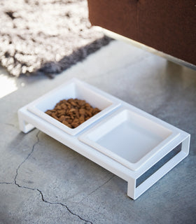 Aerial view of white Pet Food Bowl holding pet food by Yamazaki Home. view 17