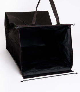 Photo showing an open view of the cotton liner of the large Laundry Hamper with Cotton Liner by Yamazaki Home in black. view 25