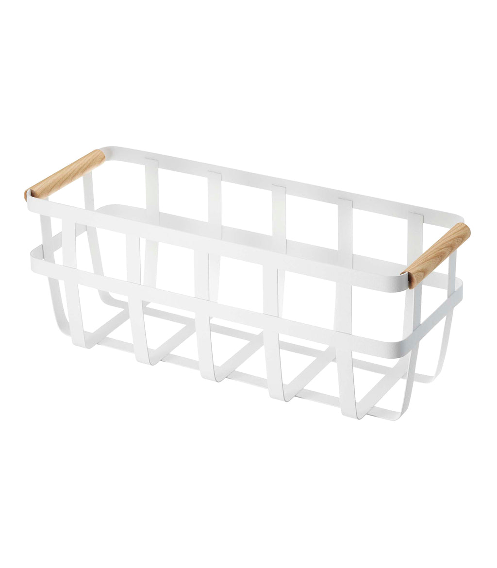 mDesign Metal Wire Food Storage Slim Basket Organizer with Handles for