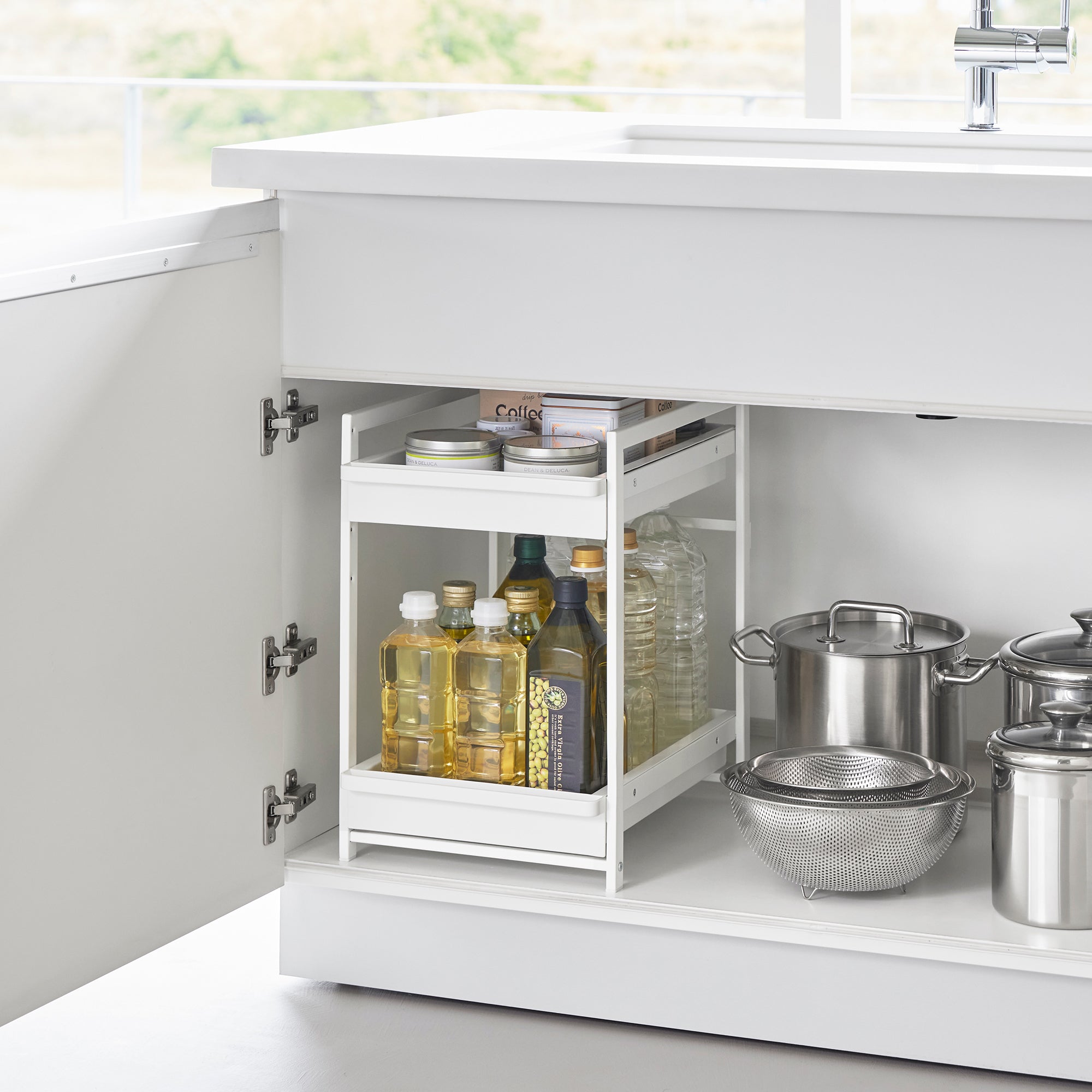 Two-Tier Pull-Out Shelf - Steel - Yamazaki Home