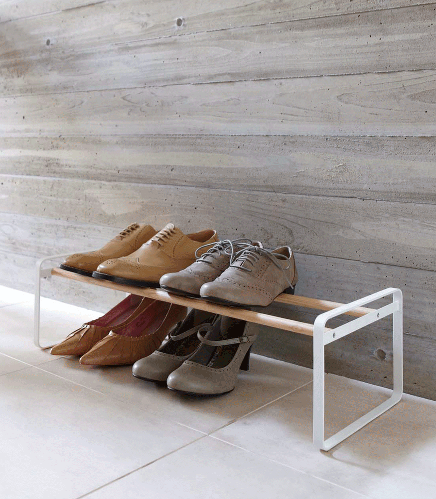 View 2 - Product GIF showing Stackable Shoe Rack with various props.