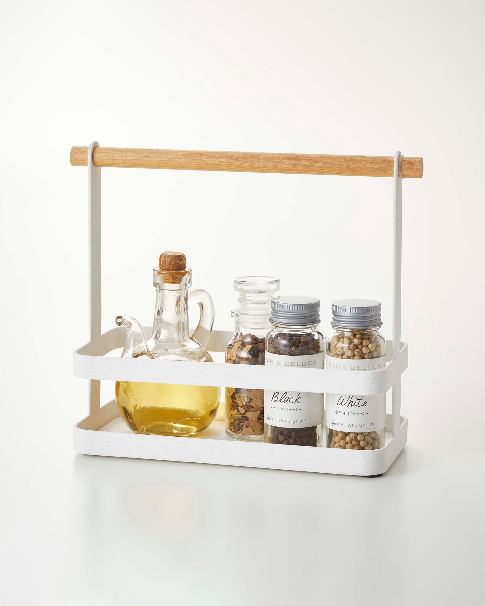 Tabletop Storage Caddy - Steel + Wood - Yamazaki Home Tabletop Storage Caddy - Steel + Wood - Yamazaki Home