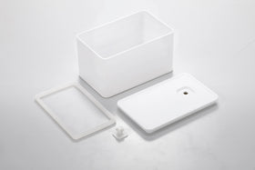 White Vacuum-Sealing Butter Dish disassembled on white background by Yamazaki Home. view 6