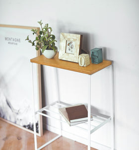 White End Table holding plant and décor items by Yamazaki Home. view 4