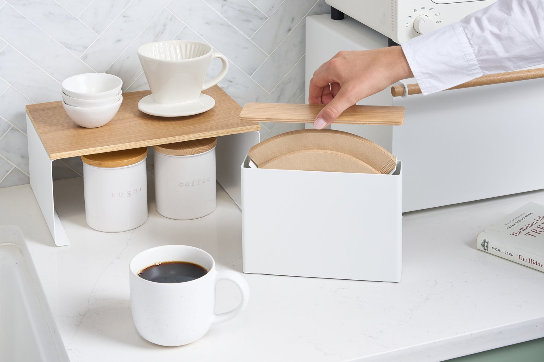 Yamazaki Home Coffee collection items on the kitchen counter.