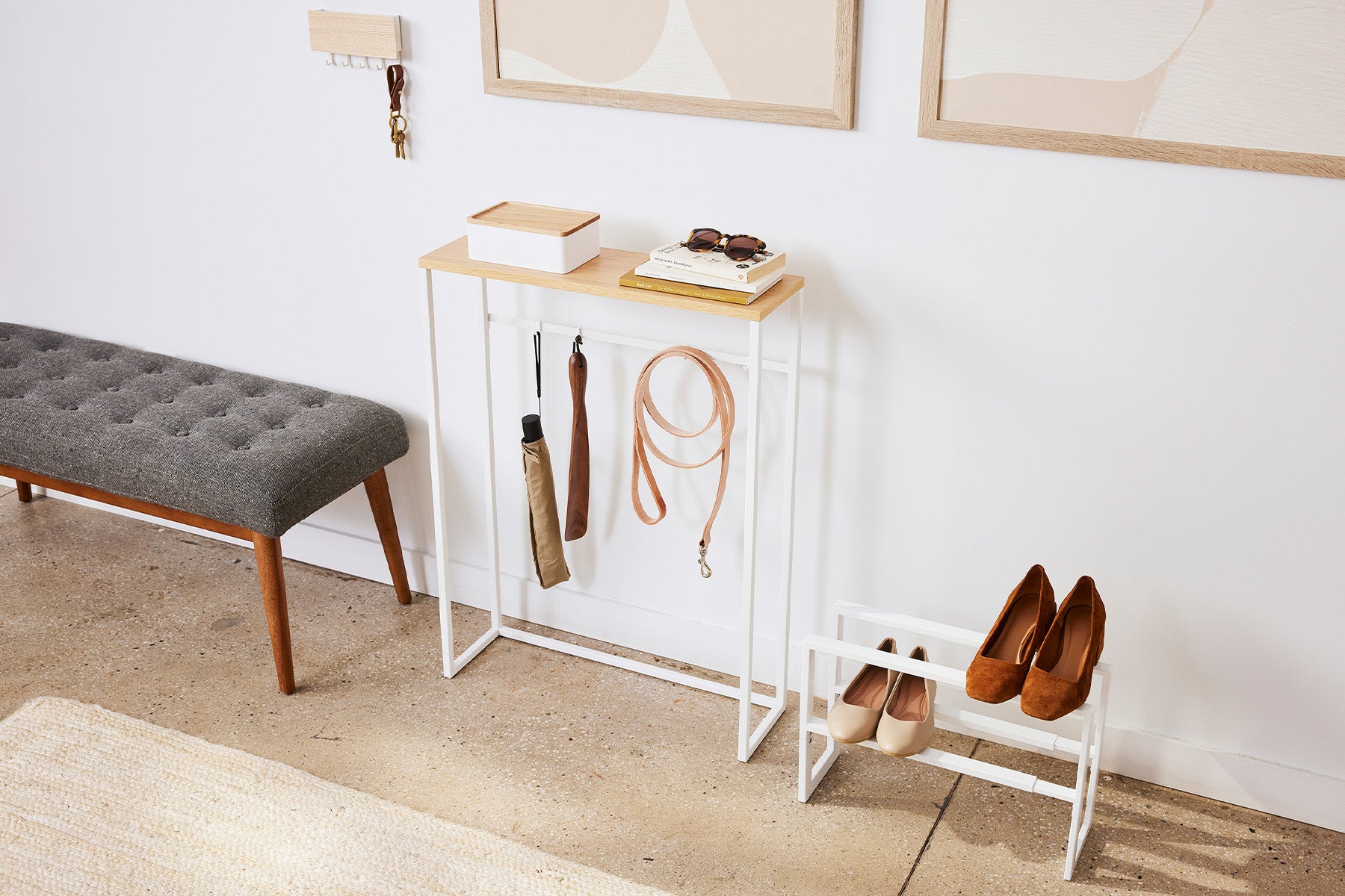 Yamazaki Home entryway table and shoe rack