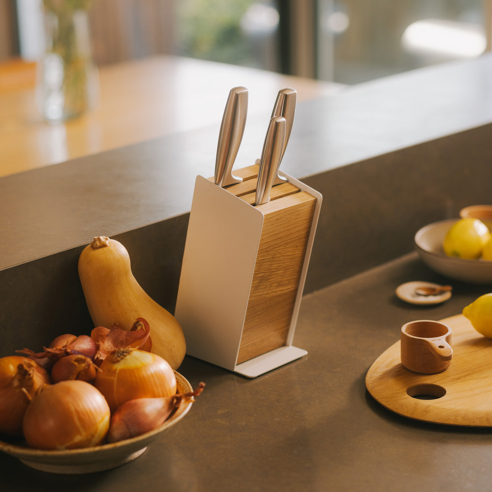 Apto Slot Knife Block - Steel + Wood