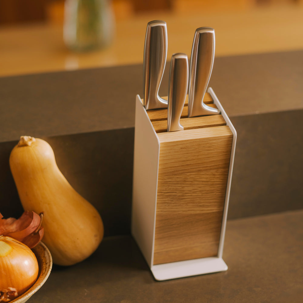 Apto Slot Knife Block - Steel + Wood