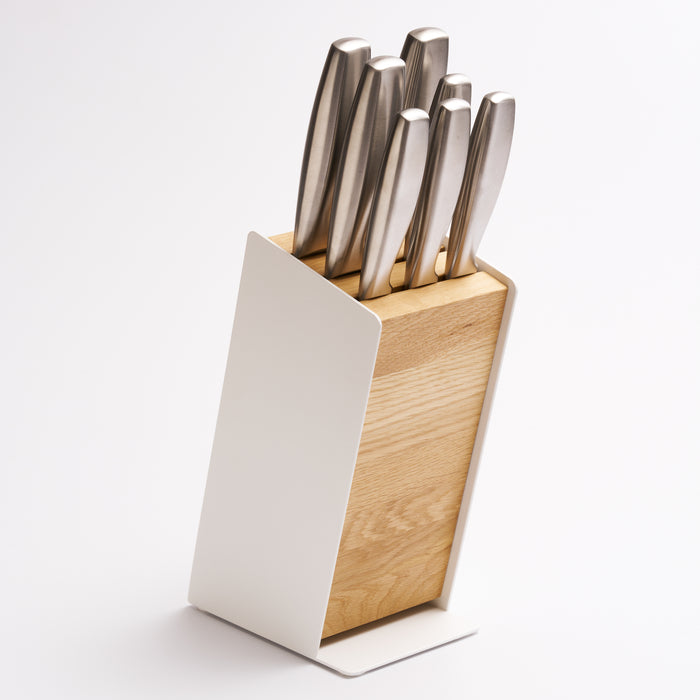Slot Knife Block - Steel + Wood