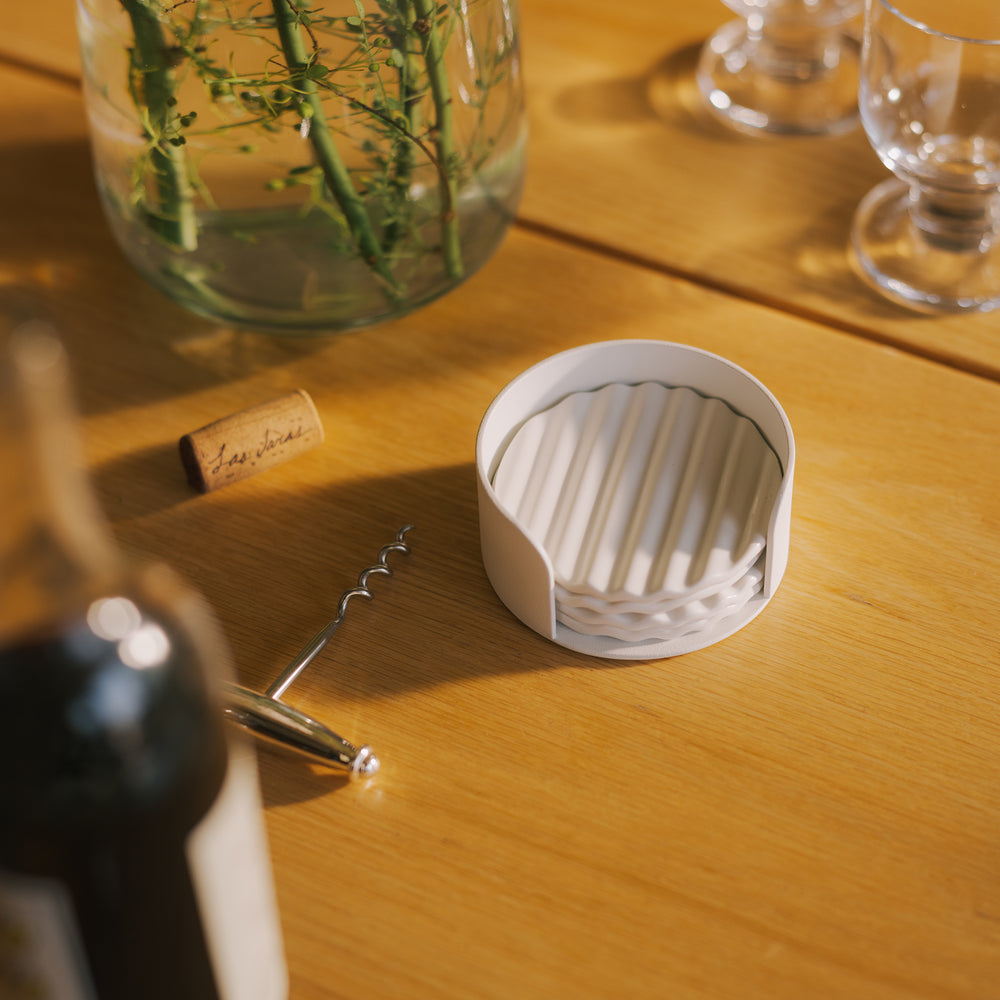 Apto Wave Coaster Set - Ceramic + Steel