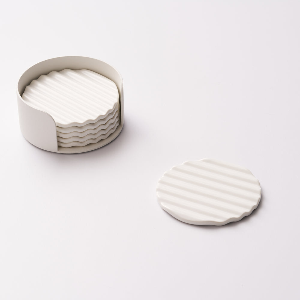 Apto Wave Coaster Set - Ceramic + Steel