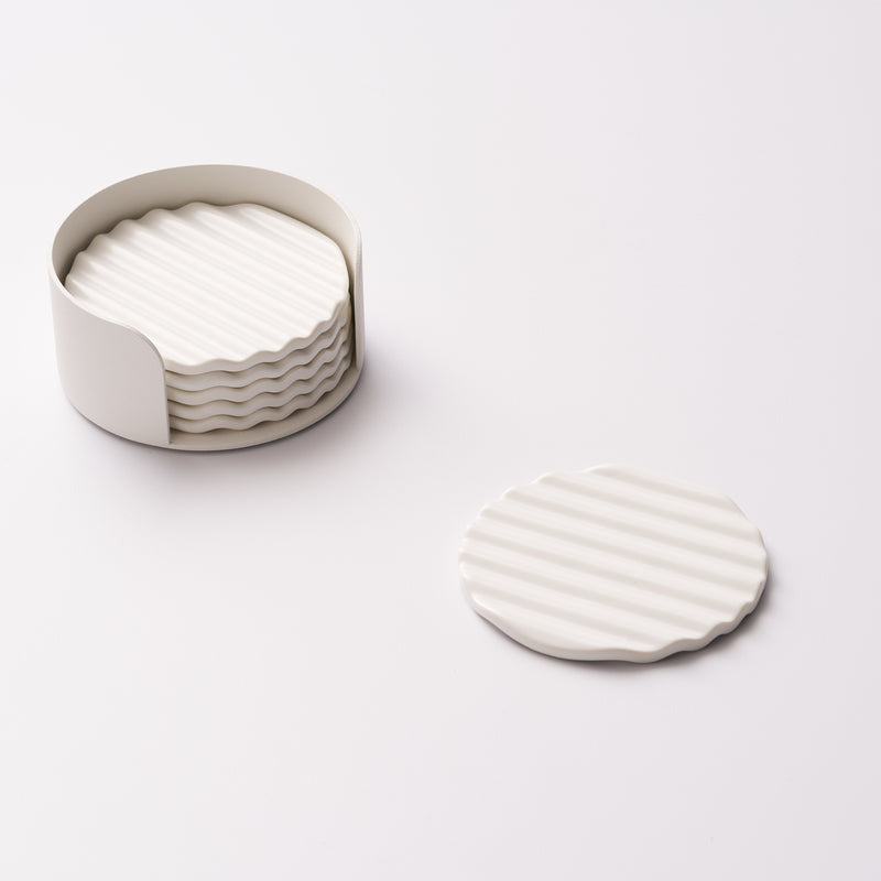 Apto Wave Coaster Set - Ceramic + Steel