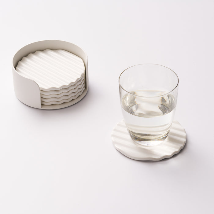 Wave Coaster Set - Ceramic + Steel
