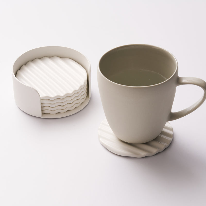 Apto Wave Coaster Set - Ceramic + Steel