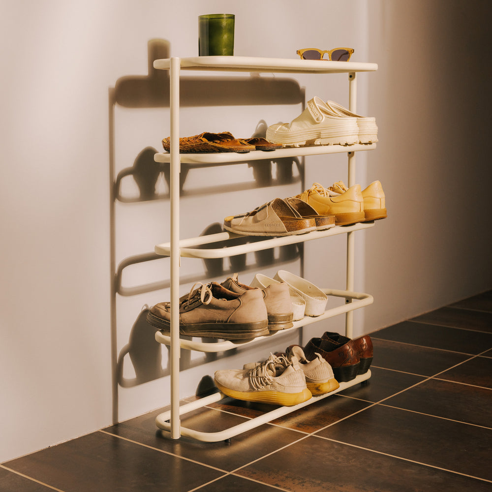 Apto Obround Shoe Rack - Tall - Steel - Ivory