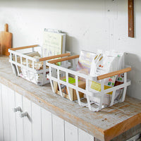 Yamazaki Home tosca wire basket on the kitchen countertop