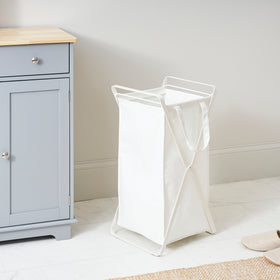 Laundry Hamper with Cotton Liner - Two Sizes - Steel + Cotton view 2