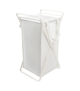 Laundry Hamper with Cotton Liner - Two Sizes - Steel + Cotton view 1