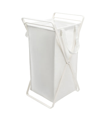 Laundry Hamper with Cotton Liner - Two Sizes - Steel + Cotton