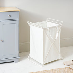 Laundry Hamper with Cotton Liner - Two Sizes - Steel + Cotton view 20