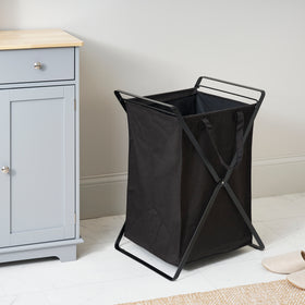 Laundry Hamper with Cotton Liner - Two Sizes - Steel + Cotton view 29