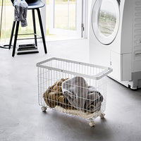 Yamazaki Home laundry basket in bathroom,