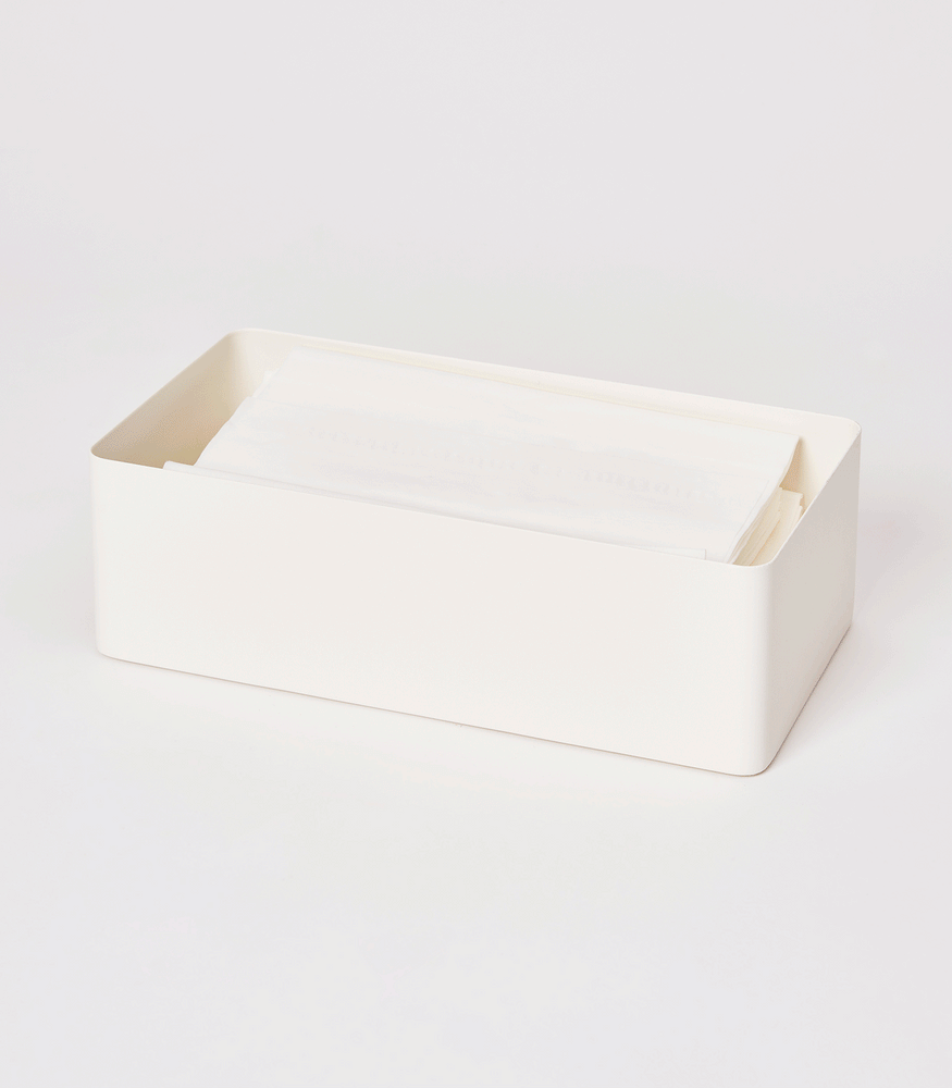 View 2 - Product GIF showing White Tissue Case using tissue papers.