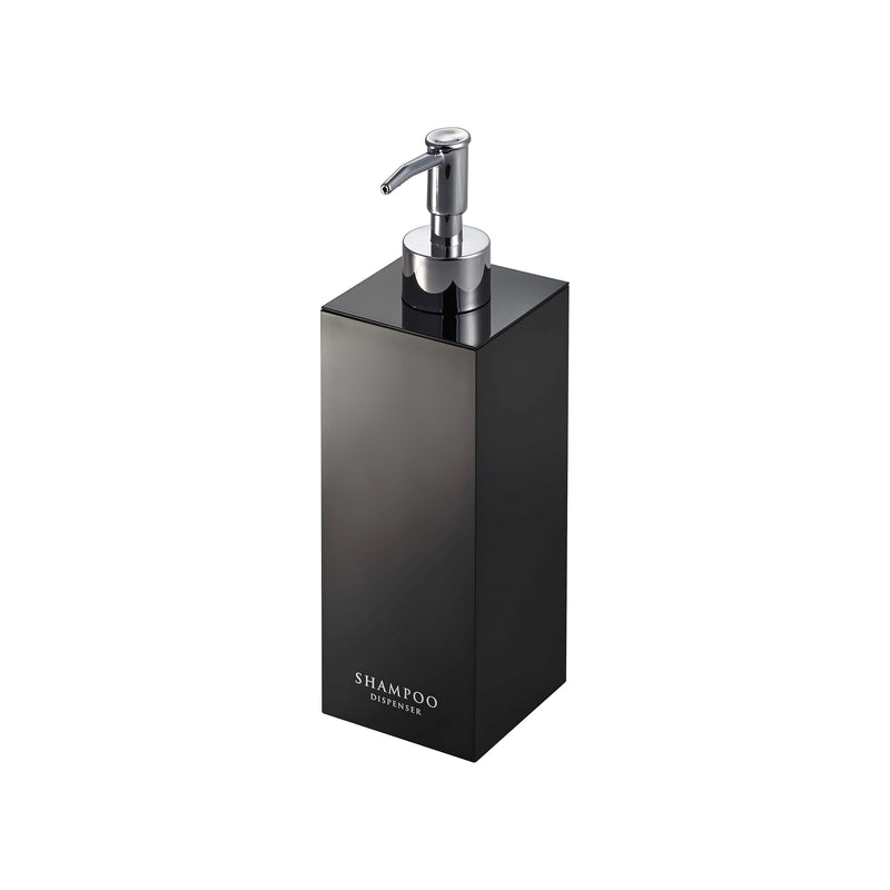 Black Shampoo Square Shower Dispenser - Three Styles on a white background.