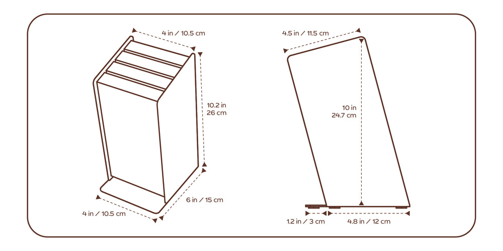 Apto Slot Knife Block - Steel + Wood
