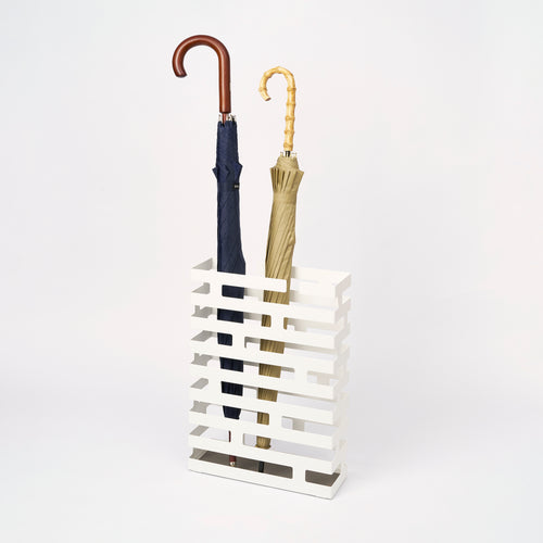 Yamazaki Home Umbrella Stand - Two Styles with props, set against a white background.