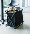 Black Storage Hamper holding bag by Yamazaki Home.
