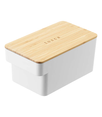 Airtight Food Storage Container - Bamboo Lid on a blank background.