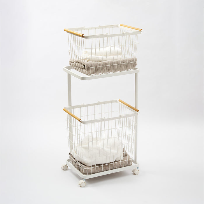 Rolling Laundry Cart + Wire Baskets (38