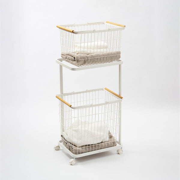 Rolling Laundry Cart + Wire Baskets (38