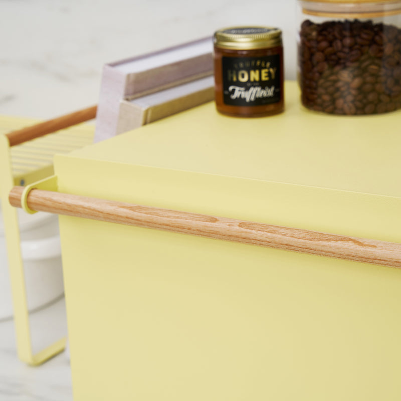 Bread Box - Steel + Wood - Yellow Pear