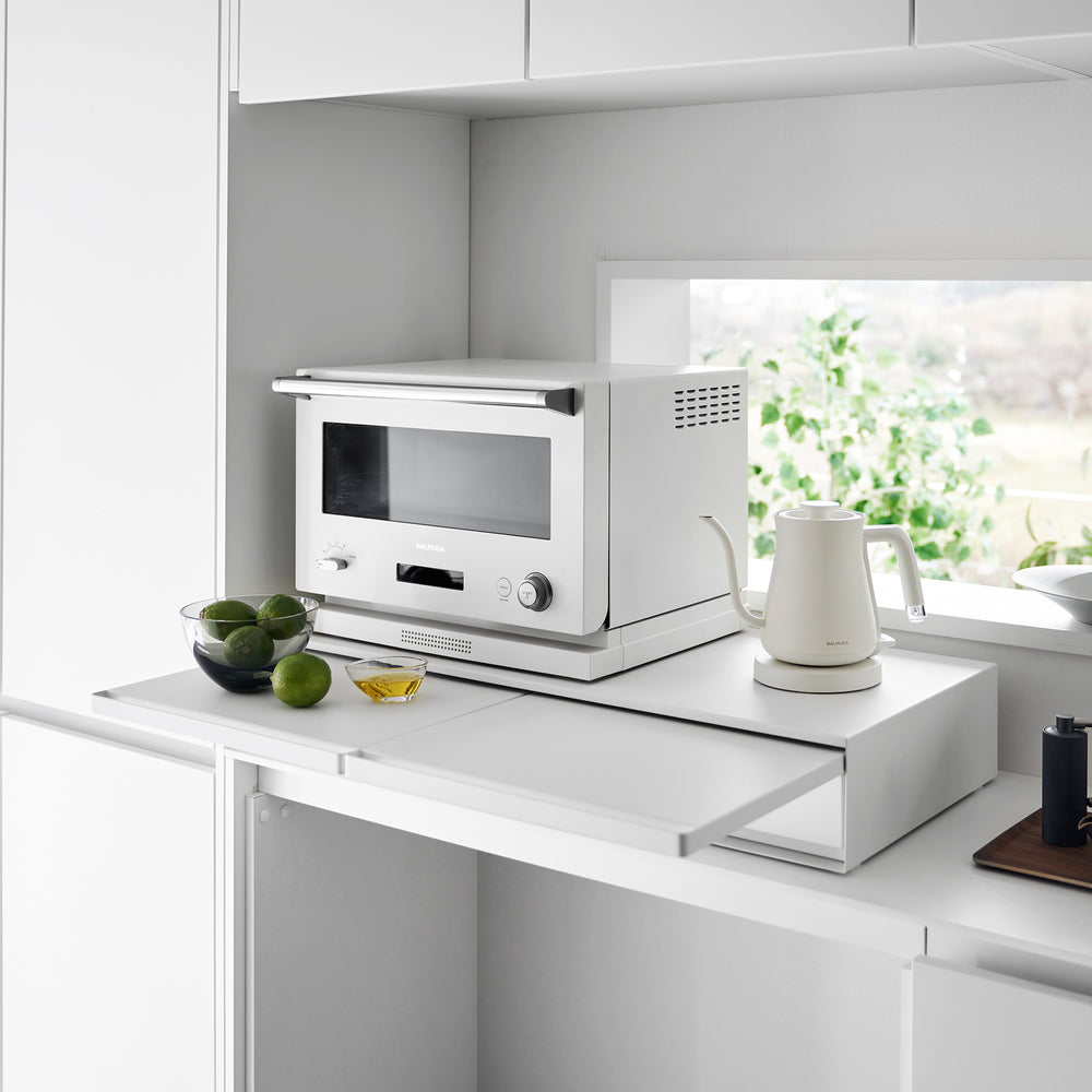 Countertop Drawer with Pull-Out Shelf - Wide - Steel - Yamazaki Home