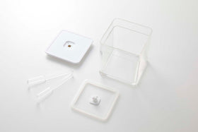 Disassembled white Vacuum-Sealing Food Container w. Tongs on white background by Yamazaki Home. view 20