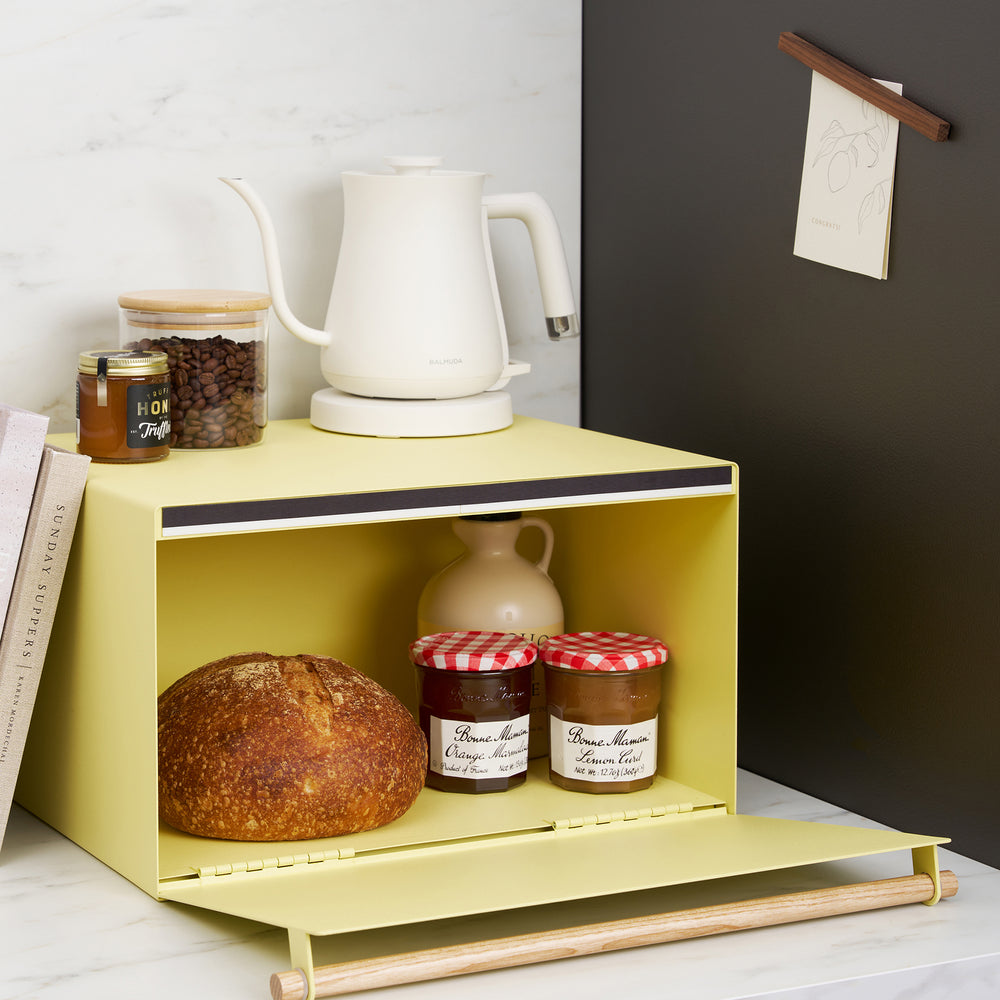 Bread Box - Steel + Wood - Yellow Pear