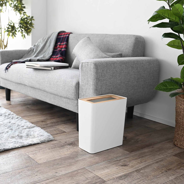 Trash Can - Rectangle - Steel + Wood - Yamazaki Home