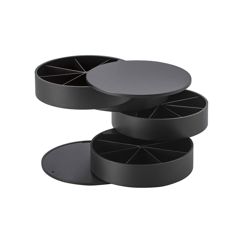 Yamazaki Home Black Stacked Jewelry Organizer - Sectioned with a white background