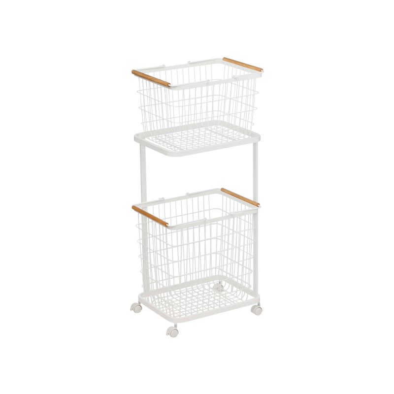 Rolling Laundry Cart + Wire Baskets (38