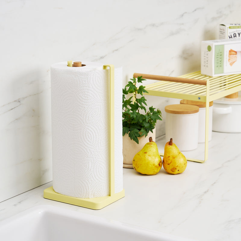 Paper Towel Holder - Steel + Wood - Yellow Pear