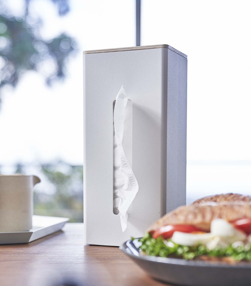Two-Sided Tissue Case - Steel + Wood - Yamazaki Home