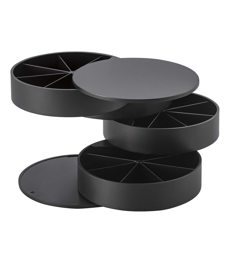 Yamazaki Home Black Stacked Jewelry Organizer - Sectioned with a white background