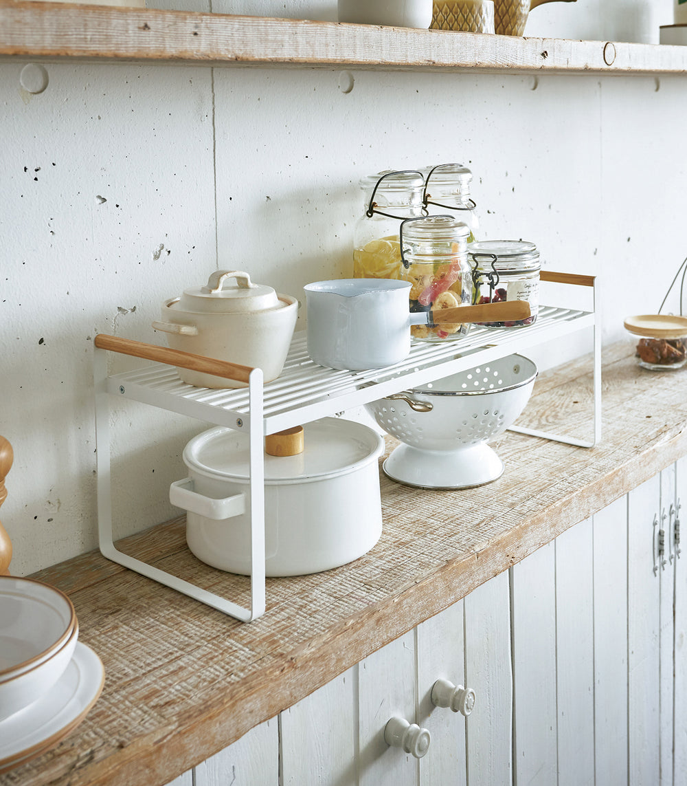 Countertop Wire Shelf - Steel + Wood