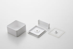 White Vacuum-Sealing Bento Box disassembled on white background by Yamazaki Home. view 6