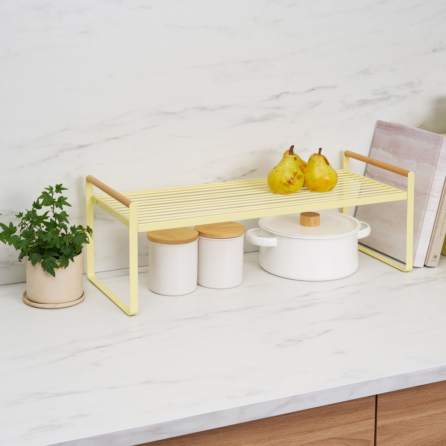 Countertop Wire Shelf - Steel + Wood - Yamazaki Home