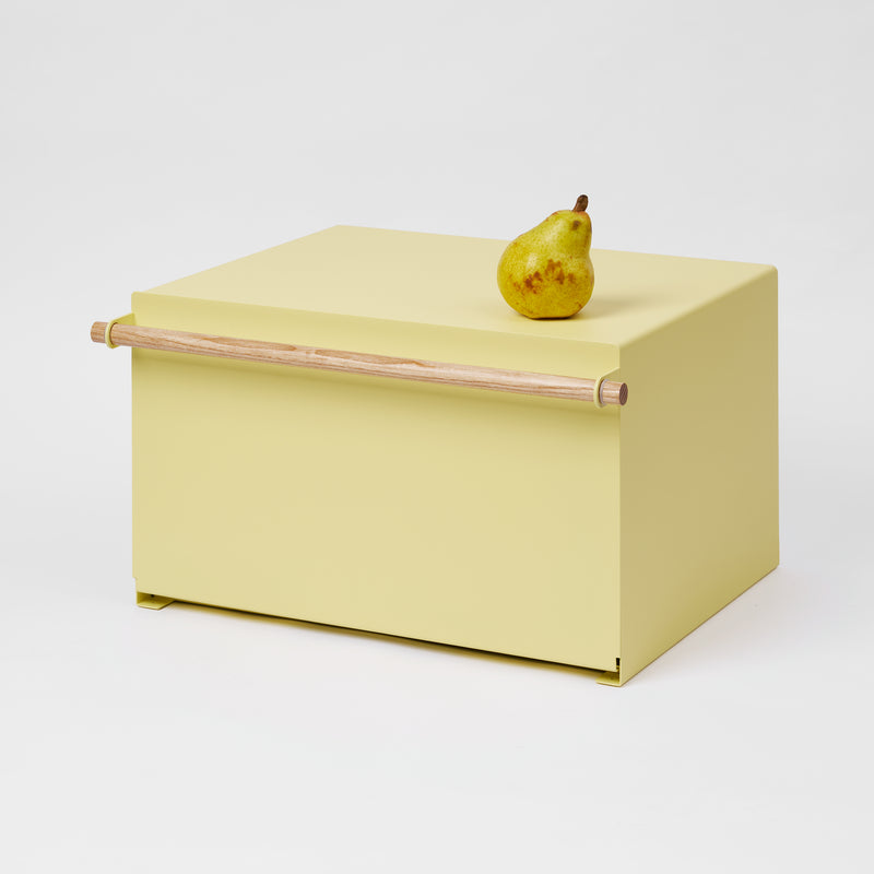 Bread Box - Steel + Wood - Yellow Pear