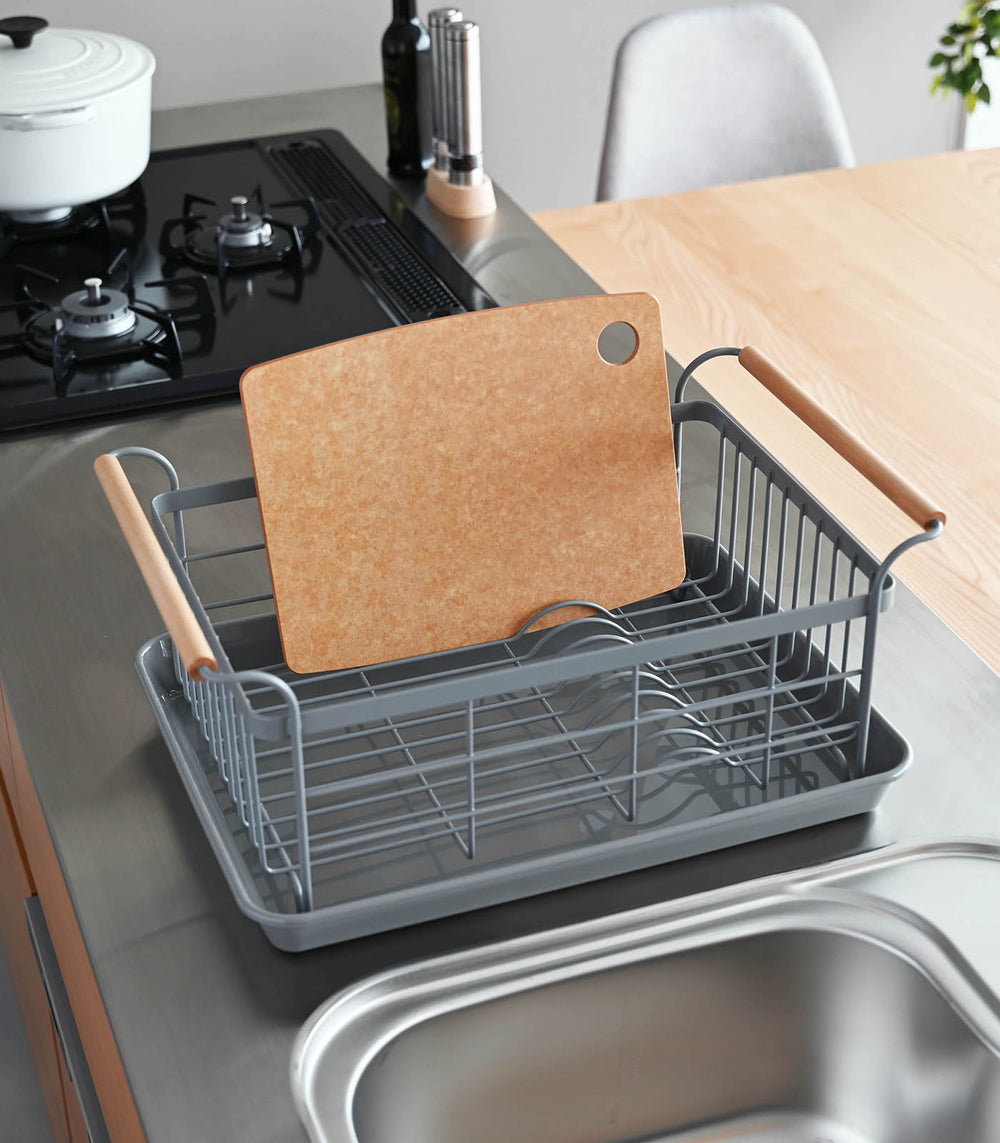 Dish Rack Steel Wood Yamazaki Home